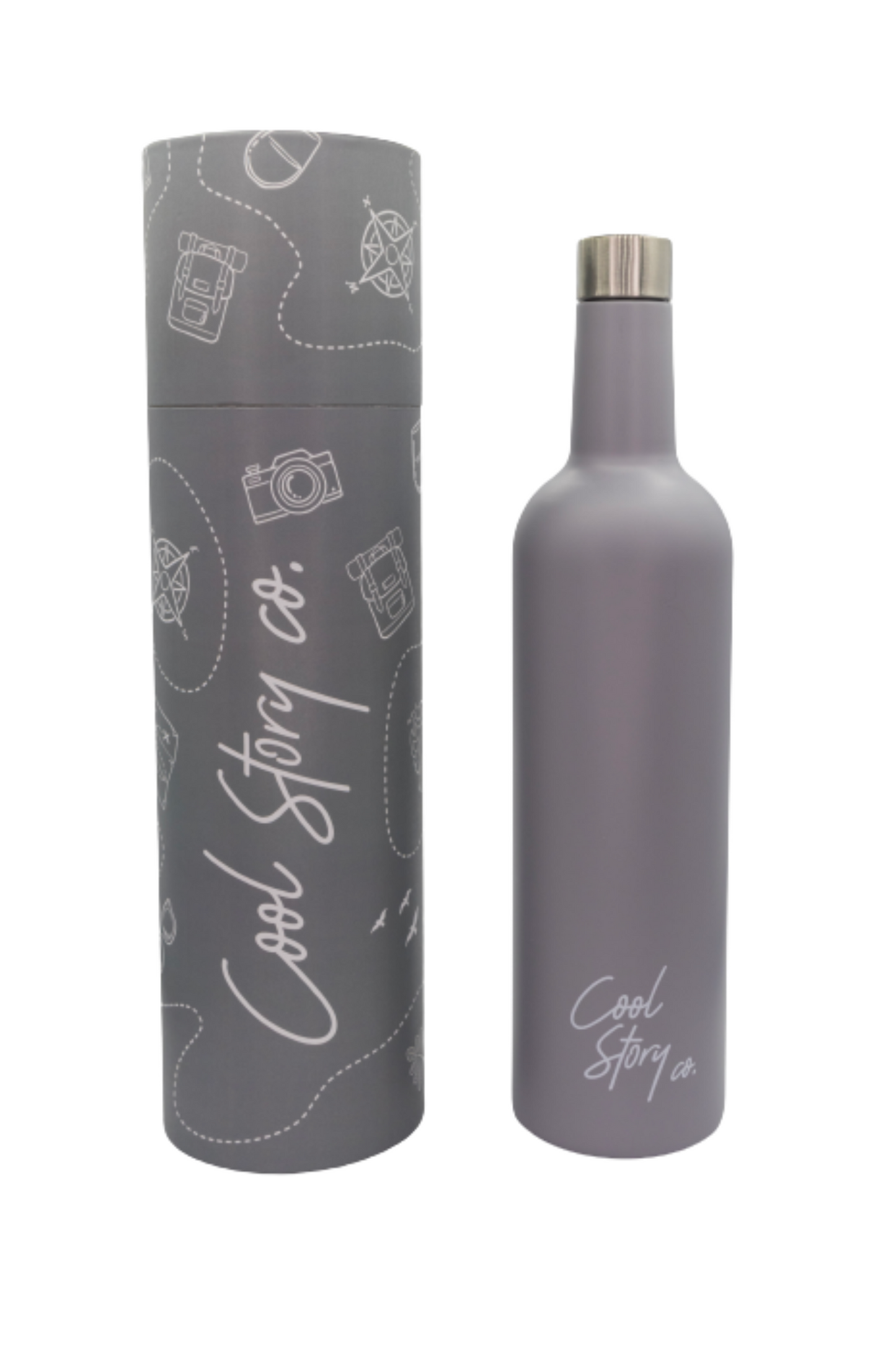 Grey Cool Story Co. Insulated Wine Bottle